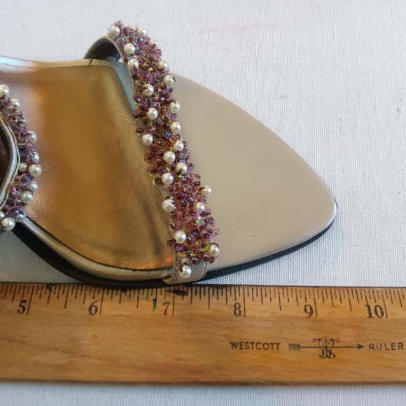 Bisou Bisou Strappy Pearl Lavender Beaded Sandals 2/$10 or FREE w/ $20 Purchase - Picture 6 of 6